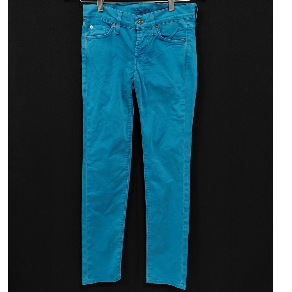 7 for all mankind Blue Skinny Jeans Solid Denim Women Size 24